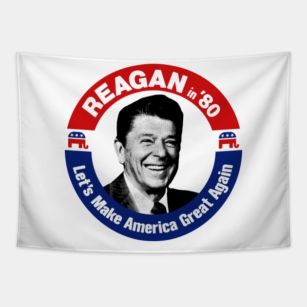 Ronald Reagan - Let's Make America Great Again Tapestry by DankFutura