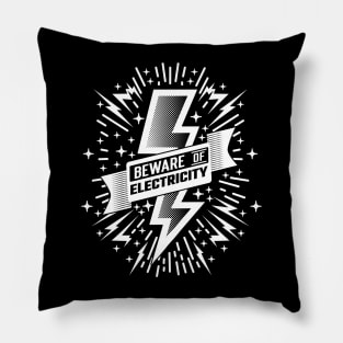 Beware Of Electricity Retro Vintage Pillow