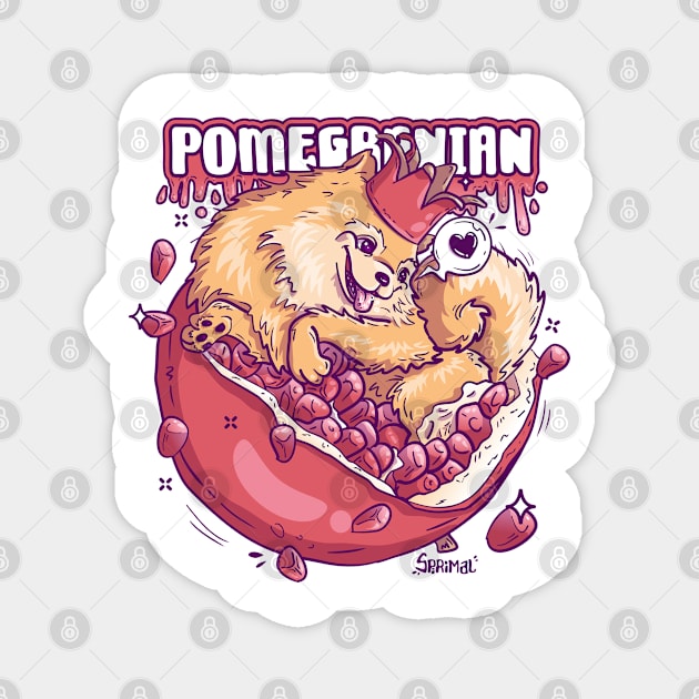 Pomeranian pomegranate pun Pomegranian Magnet by SPIRIMAL