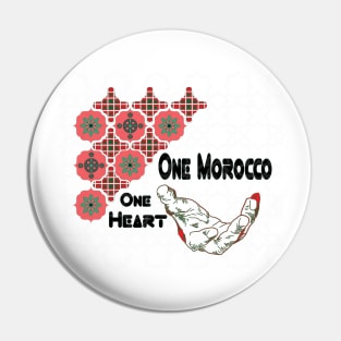 One Morocco One Heart Support Morocan Flag Pin