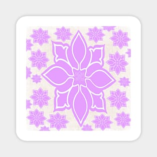 Purple and White Flower Medallion Magnet
