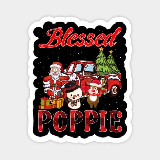 Blessed Poppie Red Plaid Christmas Magnet