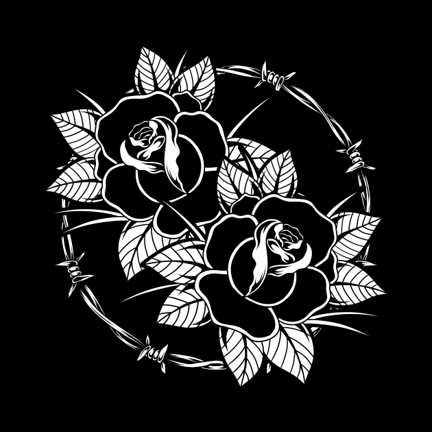 Double Traditional Tattoo Rose by Kranx Design