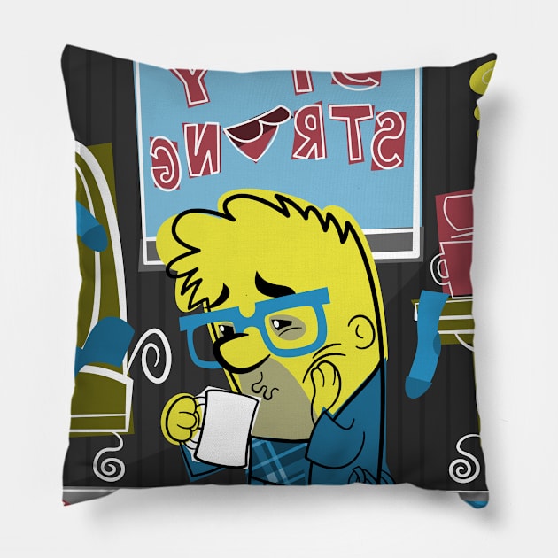 Lockdown Coffee Pillow by Leigh Young Illustration