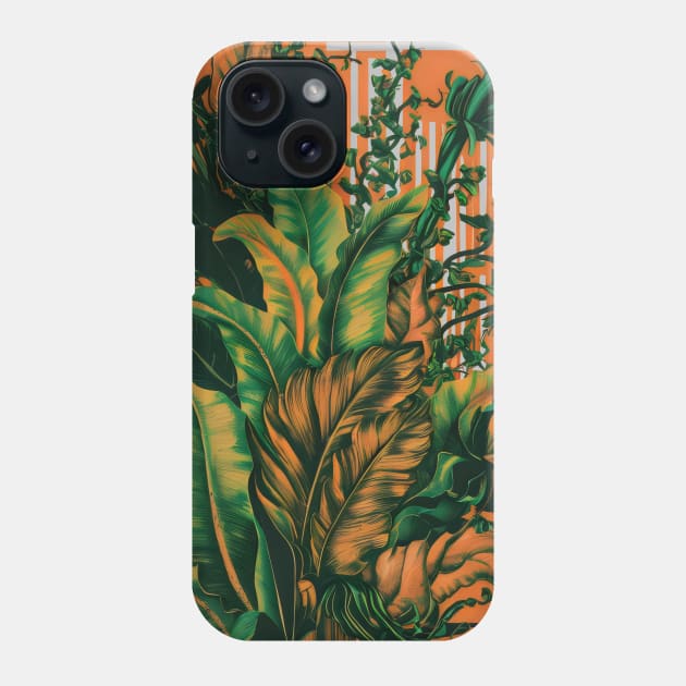 Plant pattern green and orange Phone Case by craftydesigns