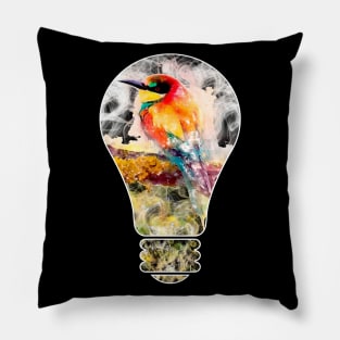 The bird in the lamp Pillow