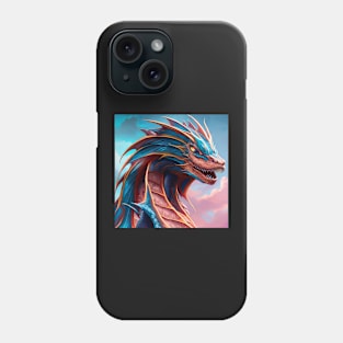 Intricate Bronze and Blue Metallic Dragon Phone Case