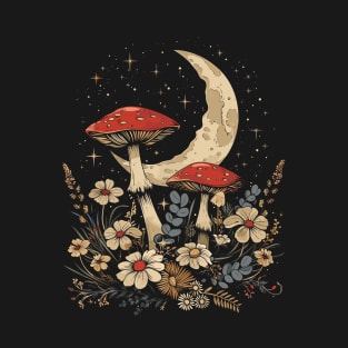 Vintage Goblincore and Cottagecore Mushroom & Floral lovers T-Shirt