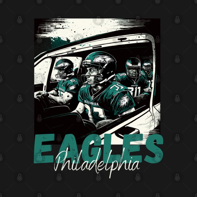 Philadelphia eagles football player graphic design cartoon style beautiful artwork by Nasromaystro