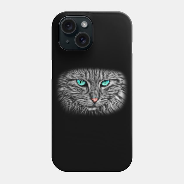 Adorable Cat Lover Artistic Fractal Illustration Art Gift Phone Case by twizzler3b