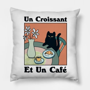 French Cafe Croissant Cat Pillow