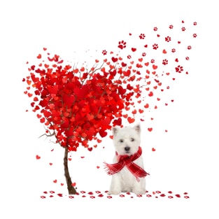 Valentine's Day Heart Tree Love West Highland White Terrier T-Shirt