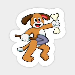 Dog with Bone & Shovel Magnet