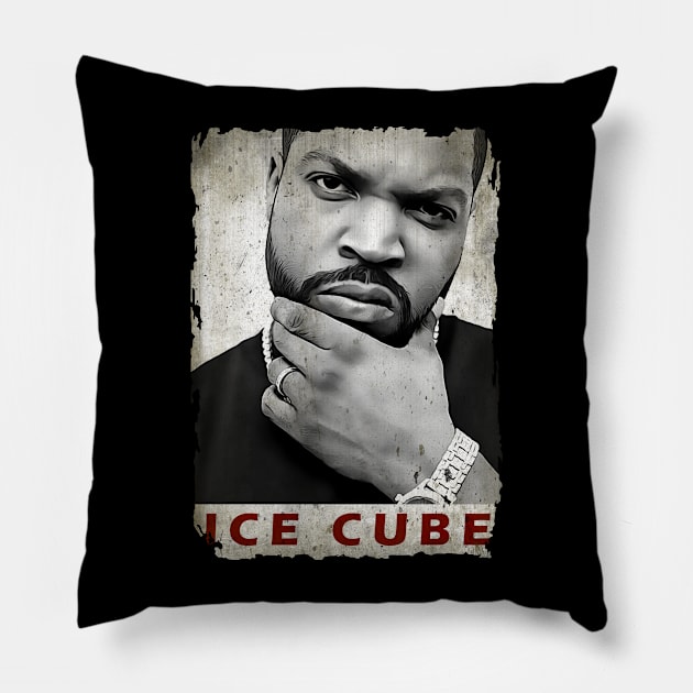 Vintage Portrait of Ice Cube Pillow by WHITE ANGEL STUDIO