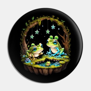 Cave Frogs And Glowing Crystals Pin