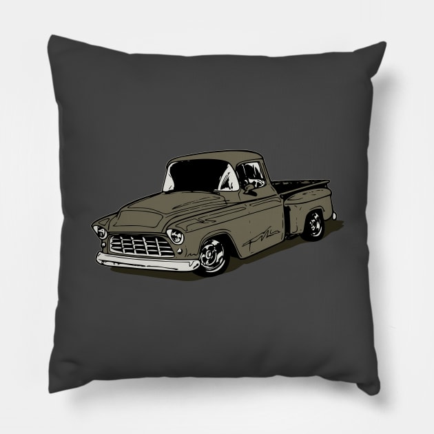 Gray 55 Chevy Truck Pillow by ZoeysGarage