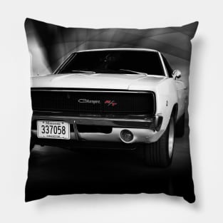 1968 Dodge Charger R/T, Black and White Pillow