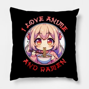 I Love Anime and Ramen Pillow