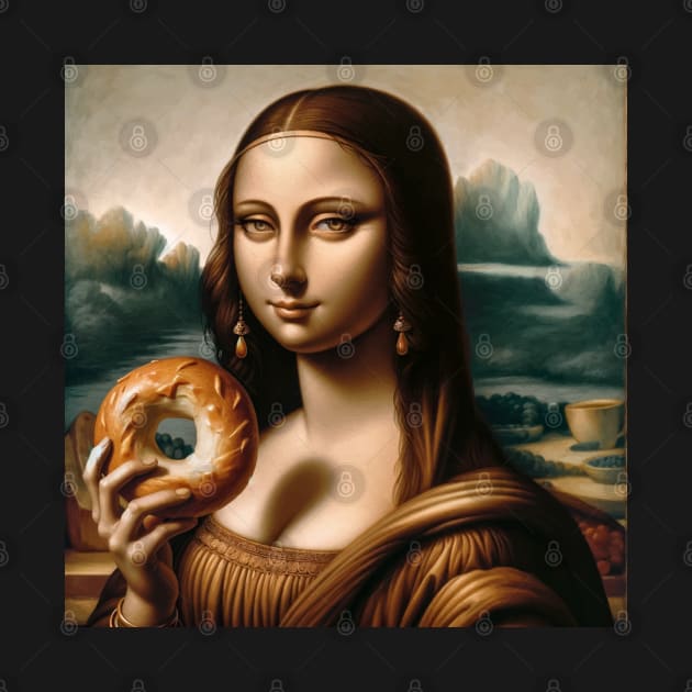 Mona Lisa's Bagel Break: Whimsical National Bagel Day by Edd Paint Something