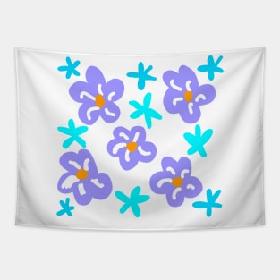 Purple blue flower abstract art Tapestry