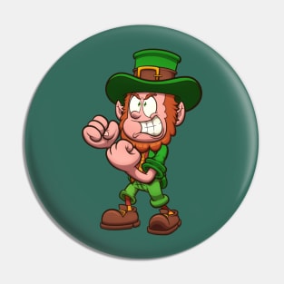 Angry Leprechaun Ready To Fight Pin