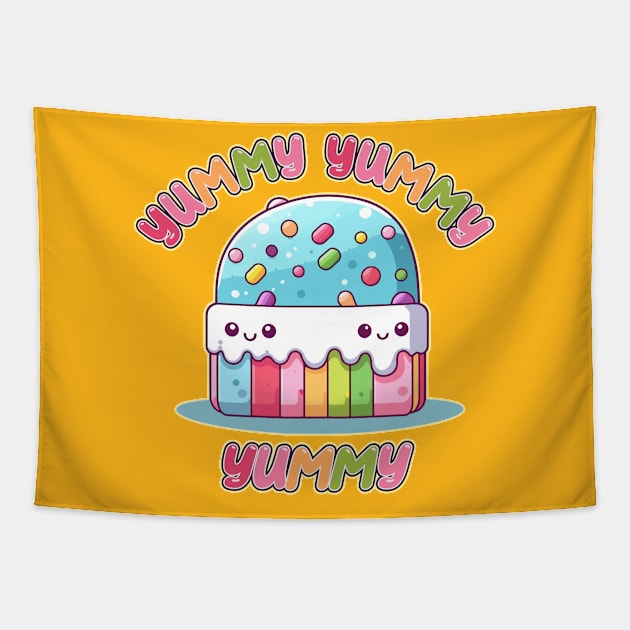 Yummy, Yummy, Yummy Kawaii Ice Cream Bar Tapestry by DanielLiamGill