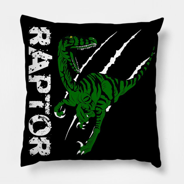 Raptor Dino Lovers Gift Idea Design Motif Pillow by Shirtjaeger