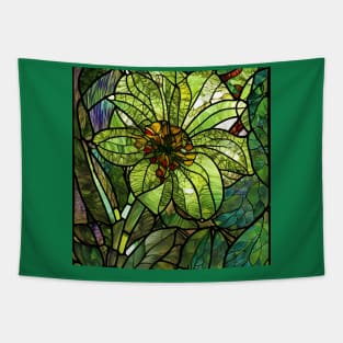 Stained Glass Green Flower Tapestry