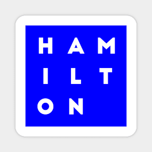 Hamilton | Blue square, white letters | Canada Magnet