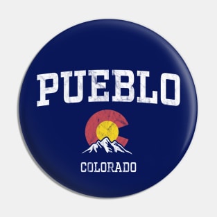 Pueblo Colorado CO Vintage Athletic Mountains Pin