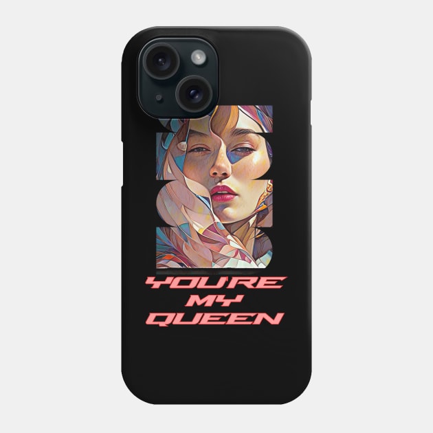 You're my Queen (pastel geometric shapes woman's face) Phone Case by PersianFMts