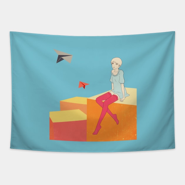 Paper airplanes Tapestry by saitmy