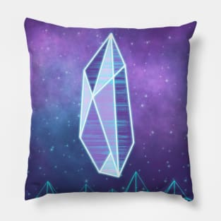 Neon Synthwave Crystal Wireframe Vaporwave Geometric Gem Pillow