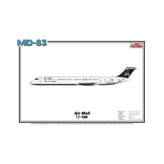 McDonnell Douglas MD-83 - Air Mali (Art Print) by TheArtofFlying