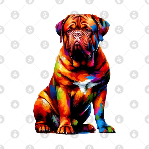 Colorful Dogue de Bordeaux in Splash Art Style by ArtRUs