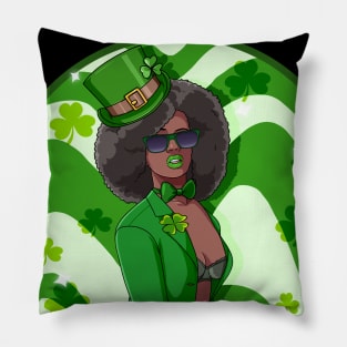 African American Leprechaun St. Patricks Day Pillow