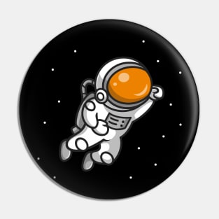 Cute Astronaut Flying In Space Cartoon Pin