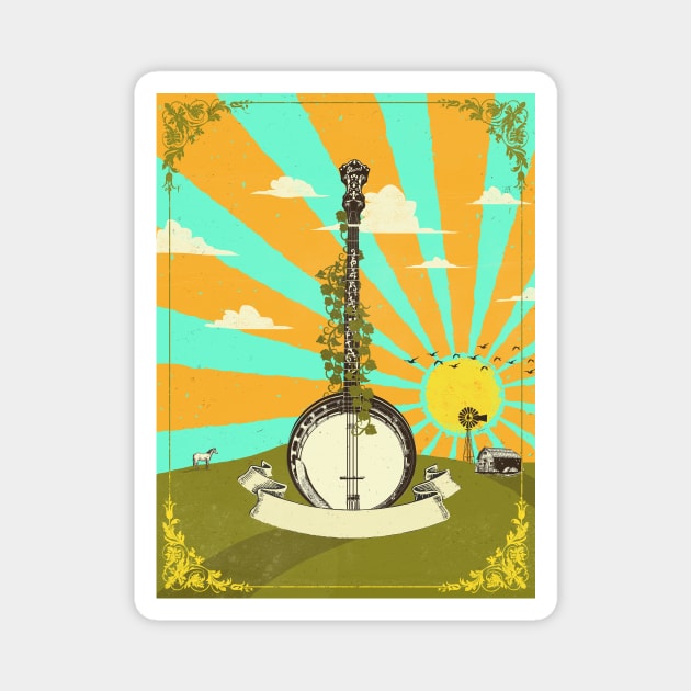 SUNRISE BANJO Magnet by Showdeer