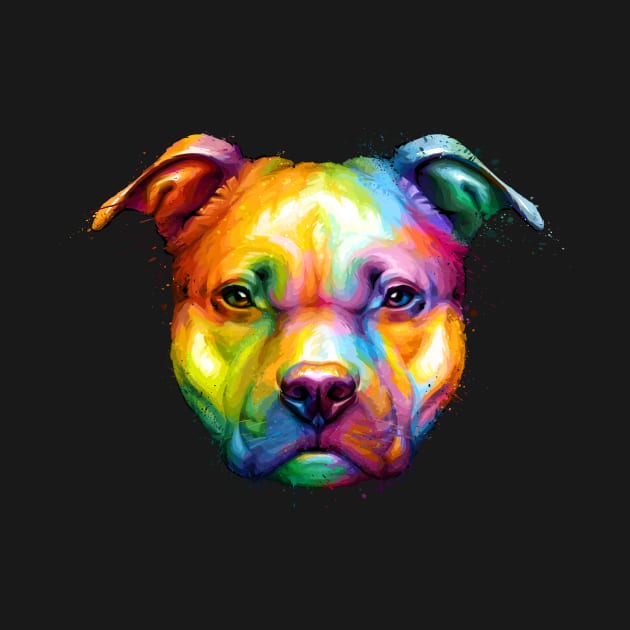 American Pit Bull Terrier Colorful Painting by stonemask