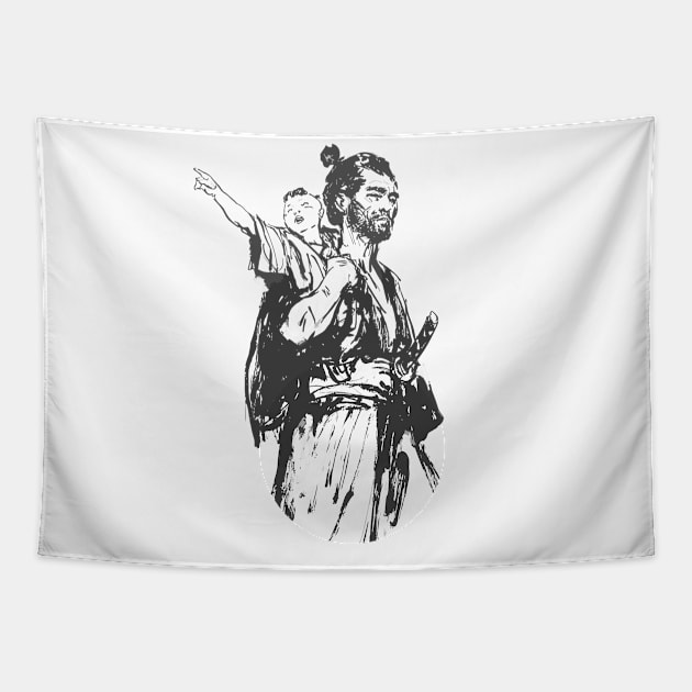 lone wolf and cub Tapestry by Sparkledoom