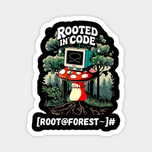 Rooted in Code – Forest Terminal Aesthetic Magnet