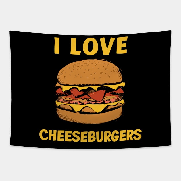 I Love Cheeseburgers Design Tapestry by TF Brands