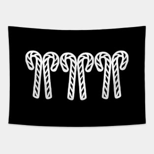 White Line Art Two Candy Canes Trio for Christmas Tapestry