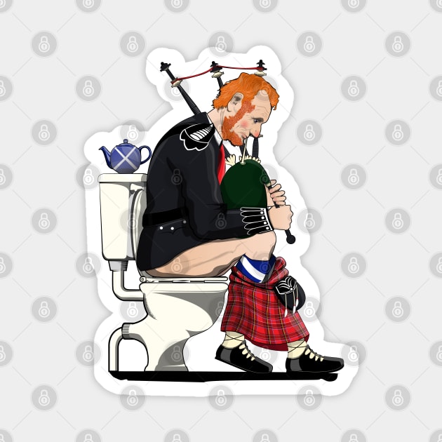 Scottish bagpipe player on the Toilet Magnet by InTheWashroom