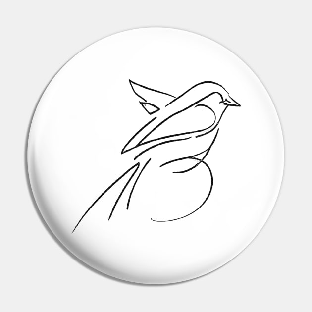 Bird Beautiful Line Art Pin by Zenflow