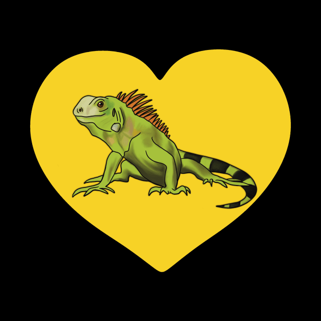 Iguana Heart for Iguana Lovers, Yellow by Mochi Merch