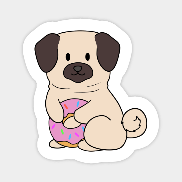 Pink Doughnut Pug Magnet by BiscuitSnack