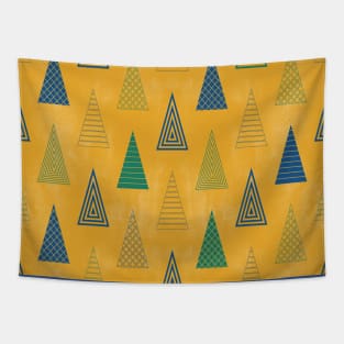 Gold Minimal Christmas Trees Tapestry