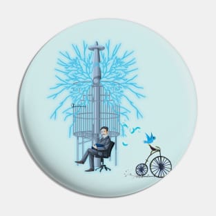 Blue bird riding bike Pin