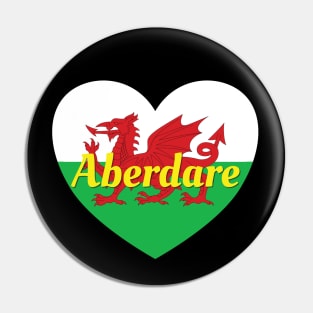 Aberdare Wales UK Wales Flag Heart Pin